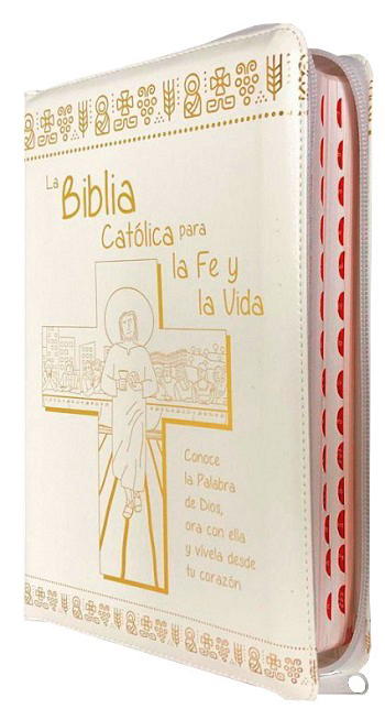 La Biblia Católica para la Fe y la Vida. (Cremallera blanca/Dos tintas/Uñero/25x17 cm)